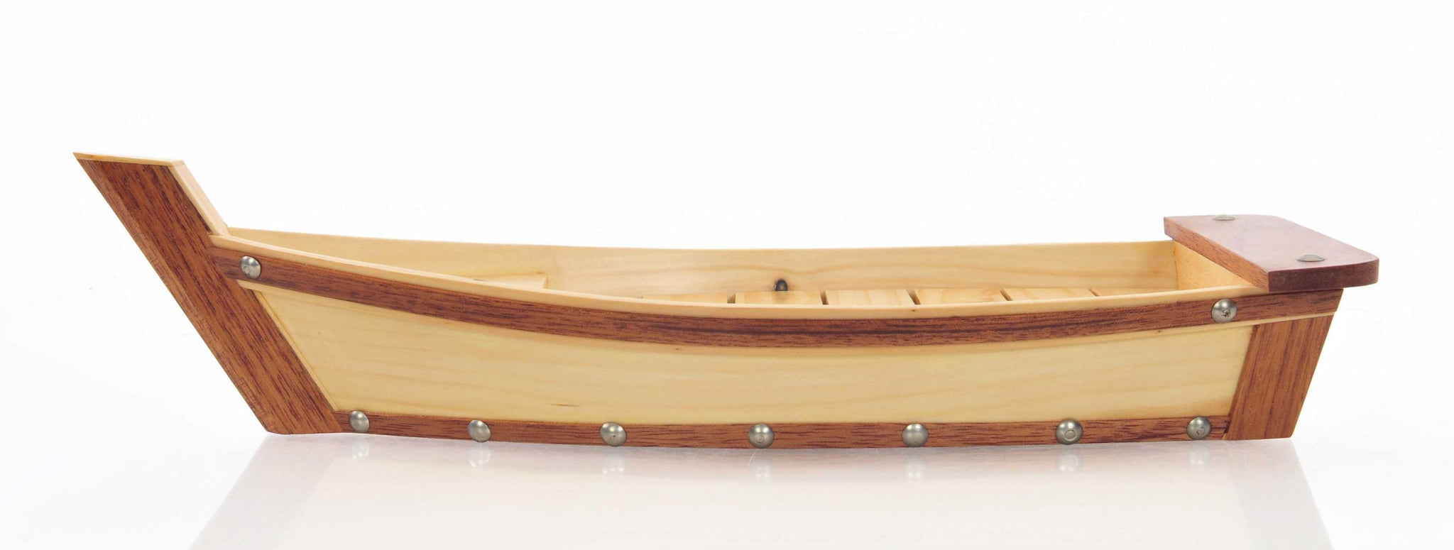 6.25" x 16.75" x 3.37" Small Wooden Sushi Boat Serving Tray