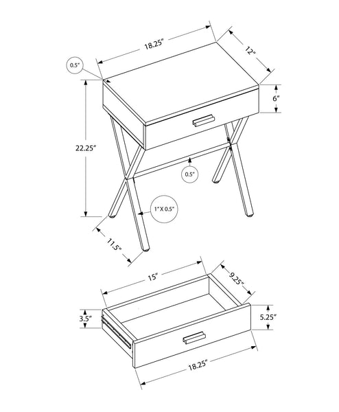 18.25" X 12" X 22.25" White Metal Accent Table