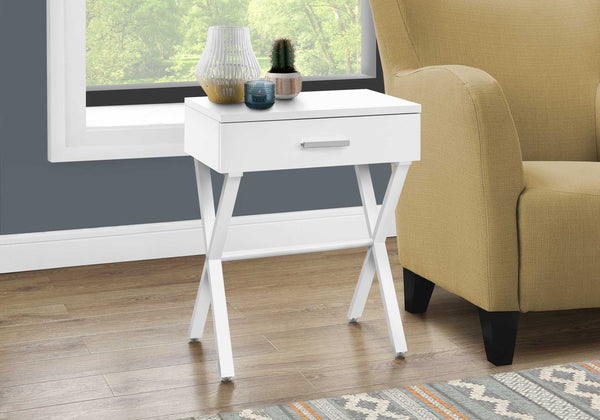 18.25" X 12" X 22.25" White Metal Accent Table