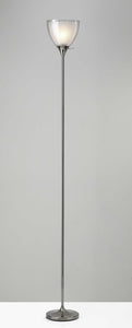 Shiny Chrome Finish Metal Torchiere Floor Lamp With Frosted Inner Shade