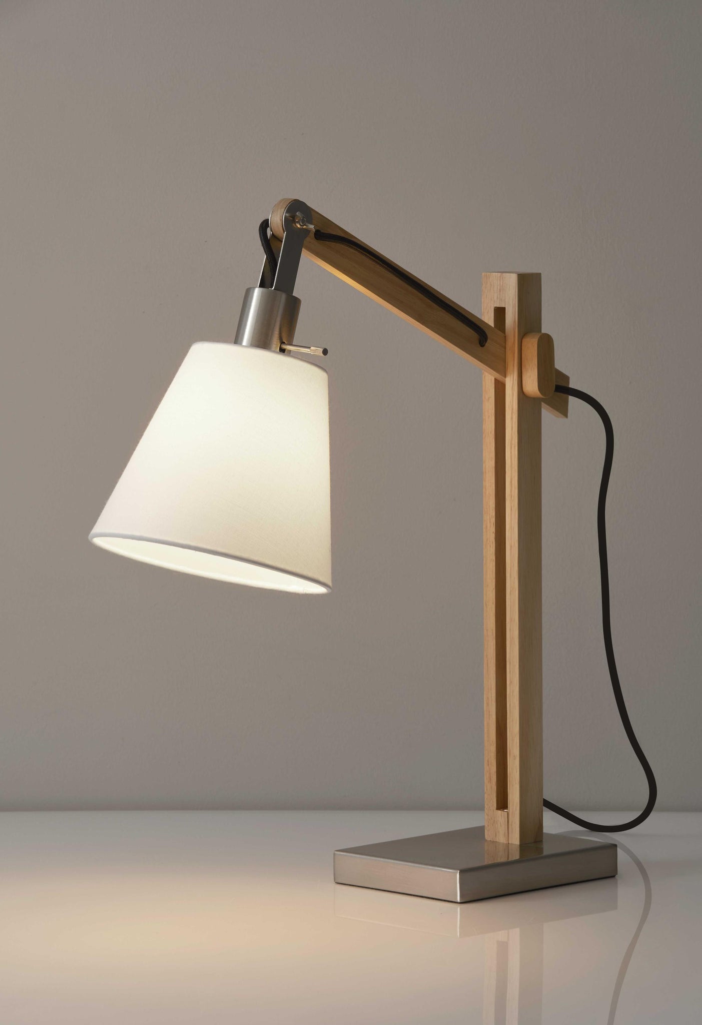 Rustic Hinged Natural Wood Table Lamp