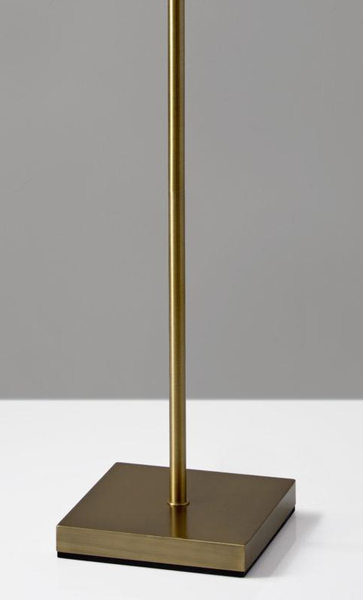 Brass Metal Floor Lamp with White Opal Wine Glass Shade