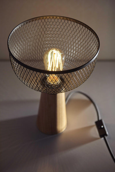 Upturned Black Metal Cage Table Lamp