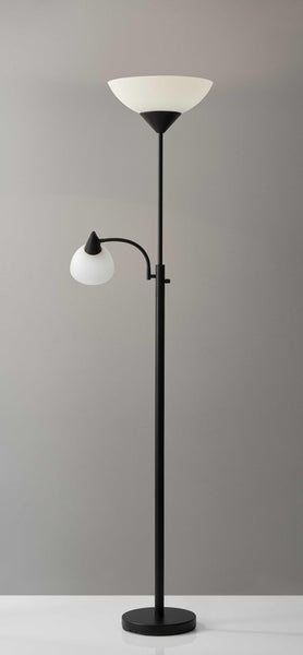 Torchiere Plus Chairside Floor Lamp in Black Metal