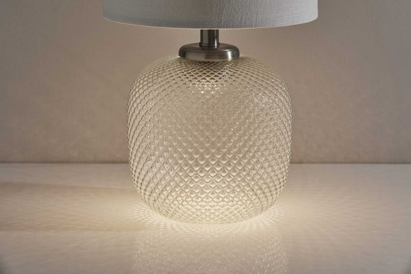 Brushed Steel Metal Dotty Table Lamp with Night Light