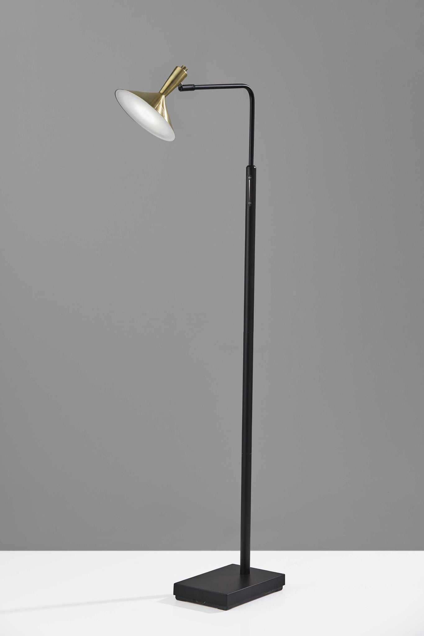 Adjustable Brass Spotlight LED Floor Lamp in Black Metal