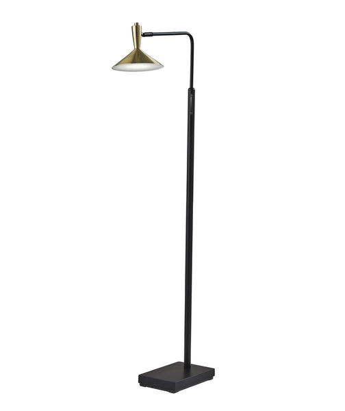 Adjustable Brass Spotlight LED Floor Lamp in Black Metal