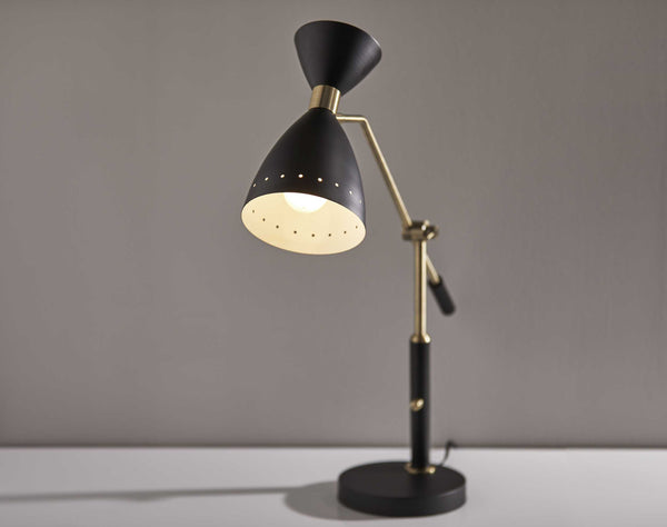 Brass Cinch Black Metal Adjustable Desk Lamp