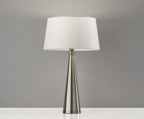 Set of 2 Contemporary Tapered Brushed Steel Metal Table Lamps