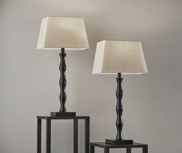 Set of 2 Black Metal Sculptural Table Lamps