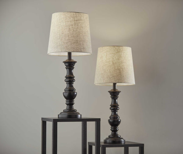 Set of 2 Sculpted Traditional Black Table Lamps