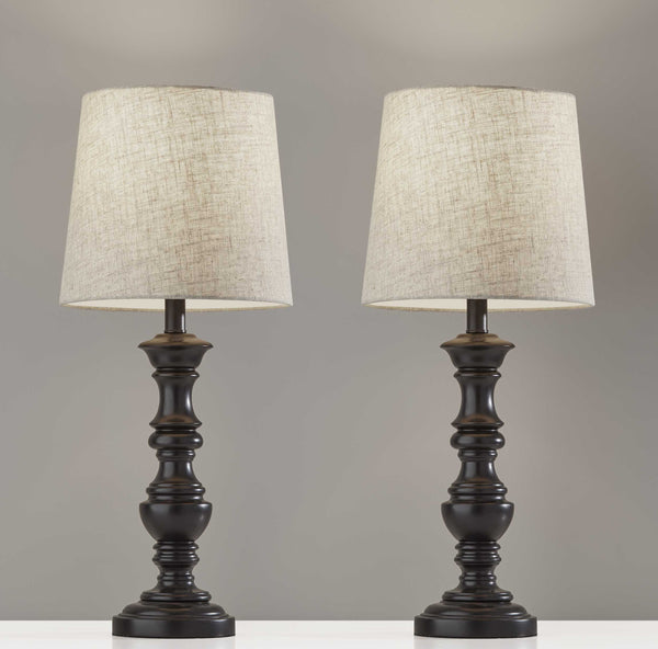 Set of 2 Sculpted Traditional Black Table Lamps