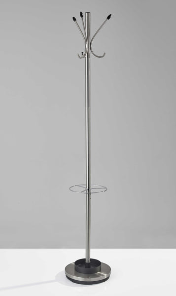 13" X 68" Brushed Steel Brushed Steel Stand Coat Rack