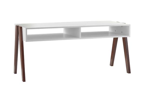 Modern Retro White and Walnut Finish Coffee Table