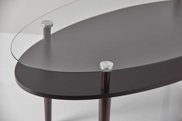 Modern Oval Black and Glass Cofee Table