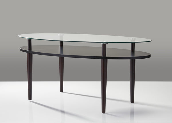 Modern Oval Black and Glass Cofee Table