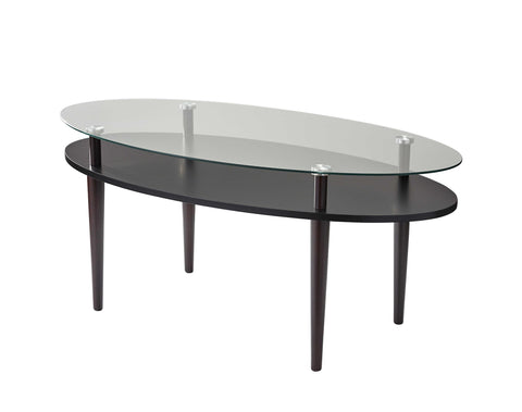 Modern Oval Black and Glass Cofee Table