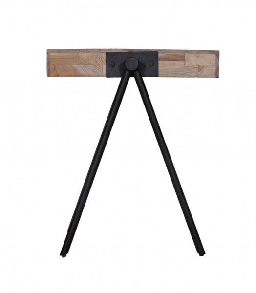 20" Modern Industrial Multi Grain Wood Side End Table