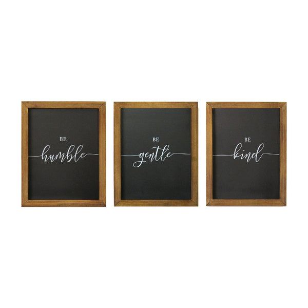 Be Kind Be Gentle Be Humble Set of 3 Wall Art