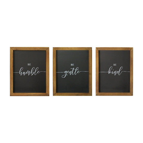 Be Kind Be Gentle Be Humble Set of 3 Wall Art