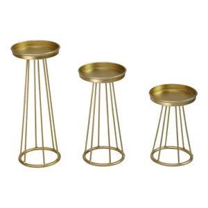 Set of 3 Gold Metal Soho Candlestick