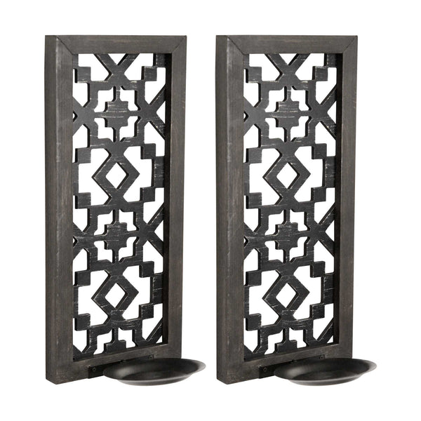 S 2 Black Laser Cut Sconces