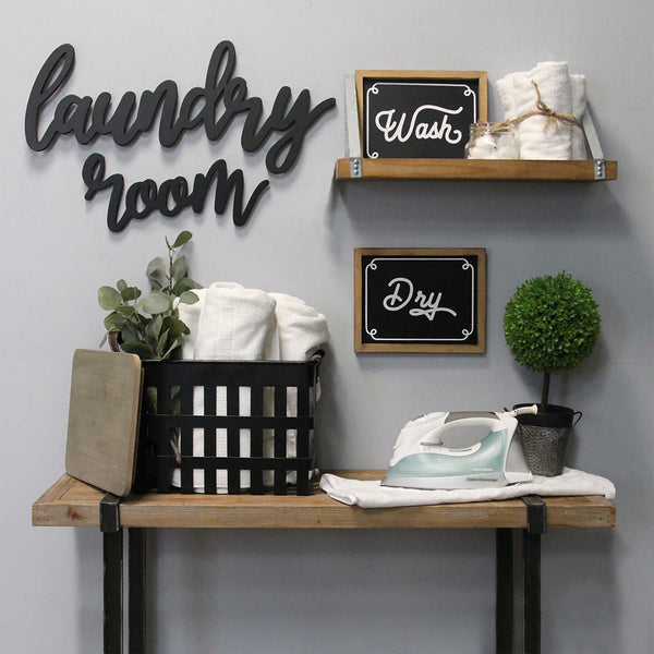 Wood Laundry Room Script Wall Decor