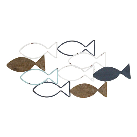 School of Fish Metal and Wood Wall Decor