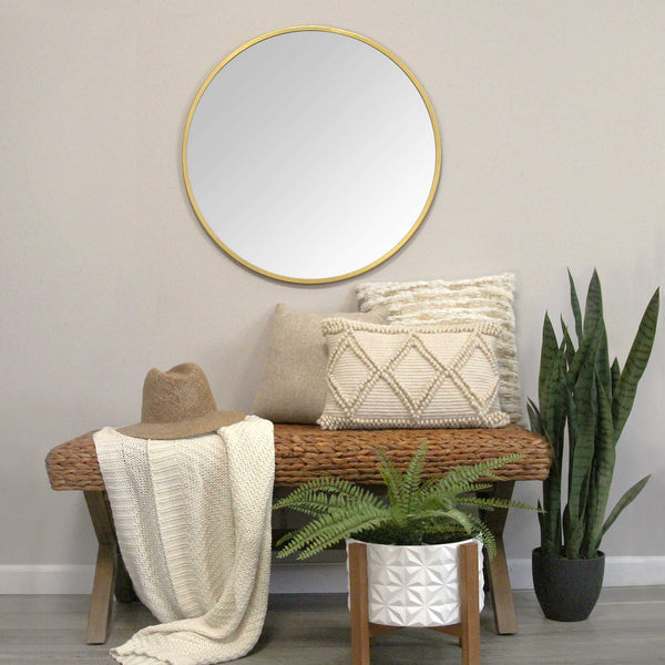 28" Round Chic Gold Metal Framed Wall Mirror