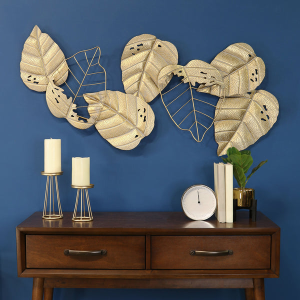 Gold Metal Leaf Centerpiece Wall Decor