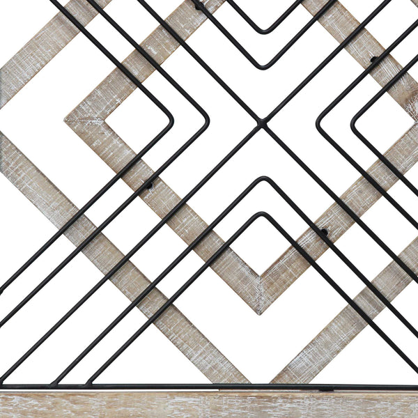 Sqaure Wood &amp; Metal Geometric Plate Wall Decor