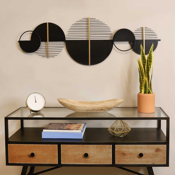 48" Black &amp; Gold Modern Metal Centerpiece