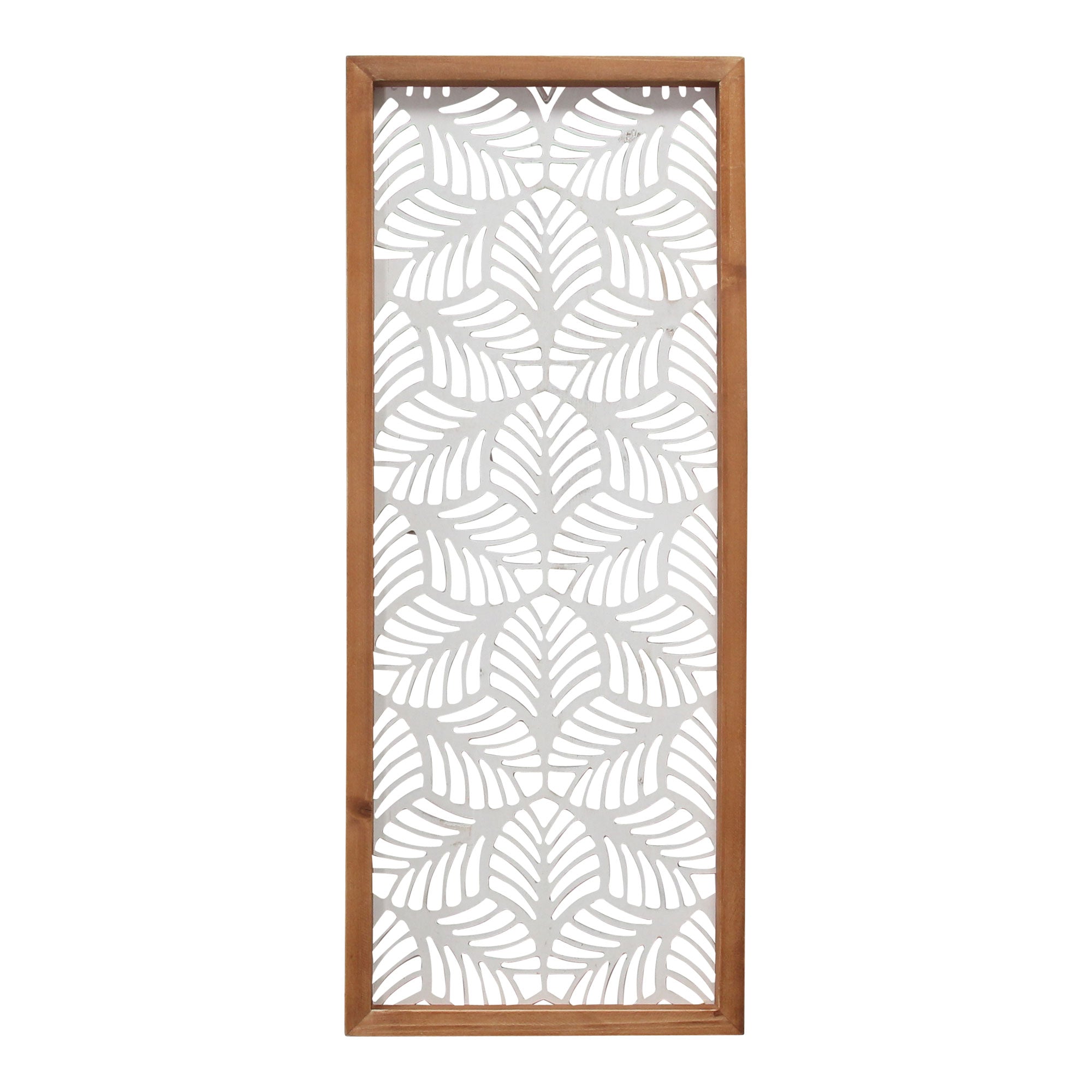 Carved Leaf Wood Framed Wall Panel