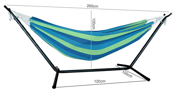 Ocean Stripe Double Classic 2 Person Hammock with Stand