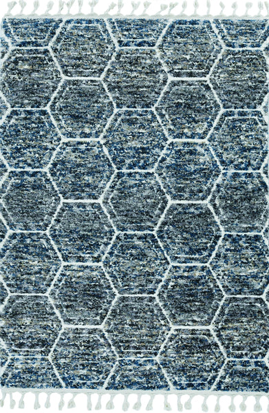 3'x5' Grey Teal Machine Woven Space Dyed Honeycomb Indoor Area Rug