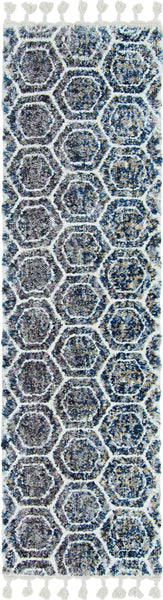 3'x5' Grey Teal Machine Woven Space Dyed Honeycomb Indoor Area Rug