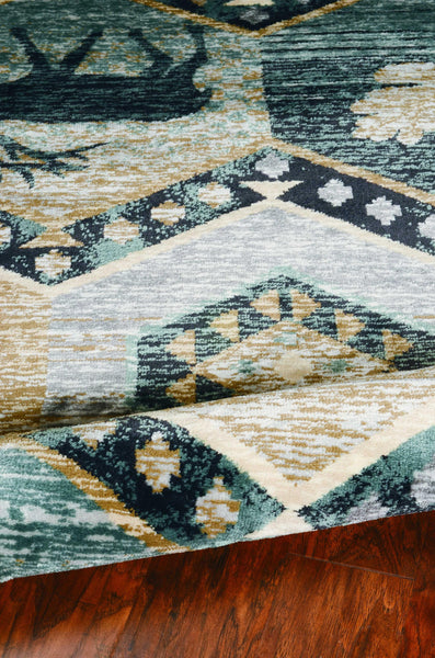 5'x8' Seafoam Machine Woven Geometric Lodge Indoor Area Rug