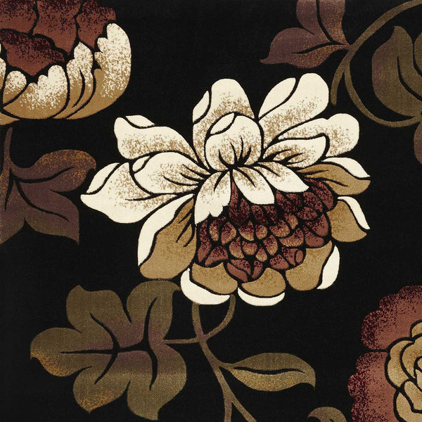 3' x 5' Black Floral Area Rug