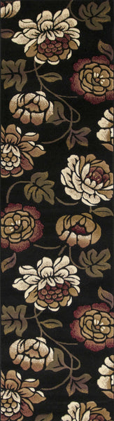 3' x 5' Black Floral Area Rug