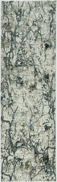 7' Ivory Machine Woven Abstract Splatter Indoor Runner Rug