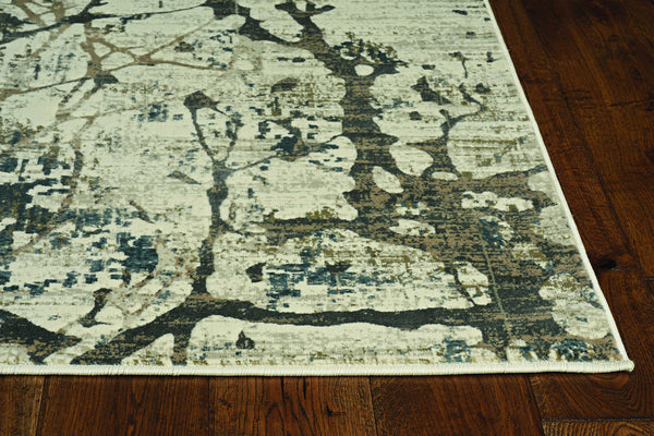 7' Ivory Machine Woven Abstract Splatter Indoor Runner Rug