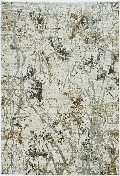 3' x 5' Ivory or Gold Abstract Viscose Area Rug