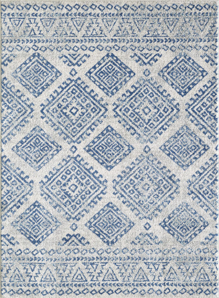 5' x 7' Ivory or Blue Aztec Diamond Area Rug