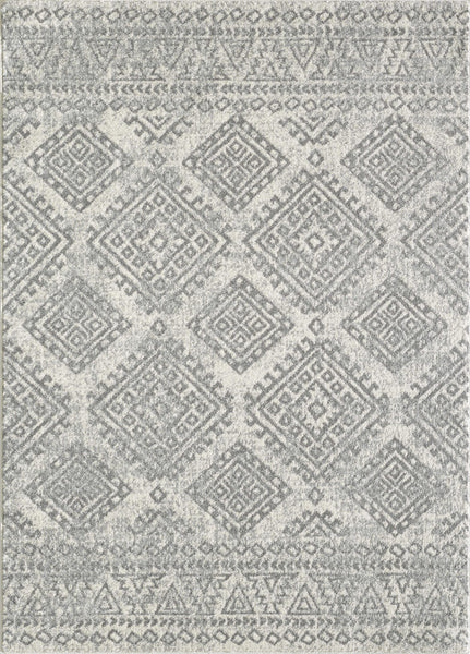 5'x7' Ivory Grey Machine Woven Geometric Bohemian Indoor Area Rug