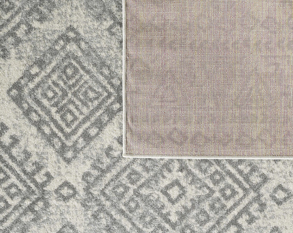 5'x7' Ivory Grey Machine Woven Geometric Bohemian Indoor Area Rug