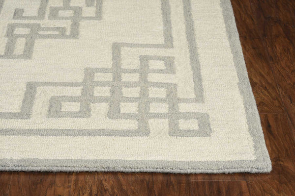 2' x 4' Ivory Grey Wool Area Rug