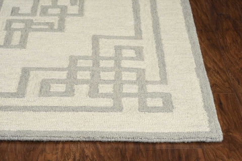 2' x 4' Ivory Grey Wool Area Rug