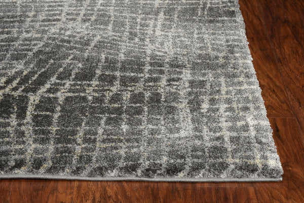 2' x 7' Grey Abstract Lines Runner Rug