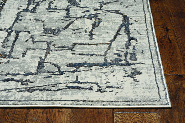 7' Grey Machine Woven Abstract Indoor Runner Rug