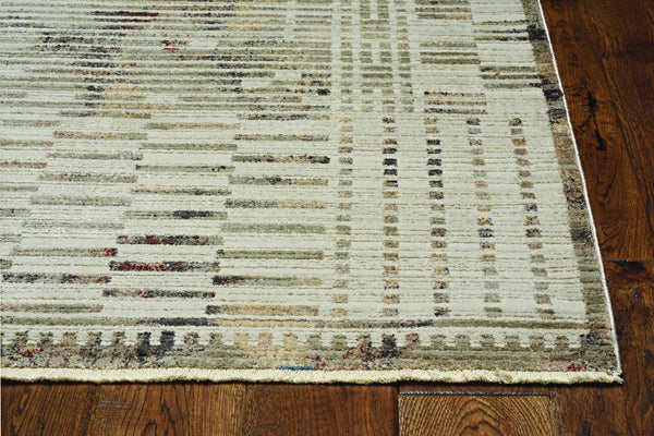 2' x 8' Natural Geometric Bars Runner Rug